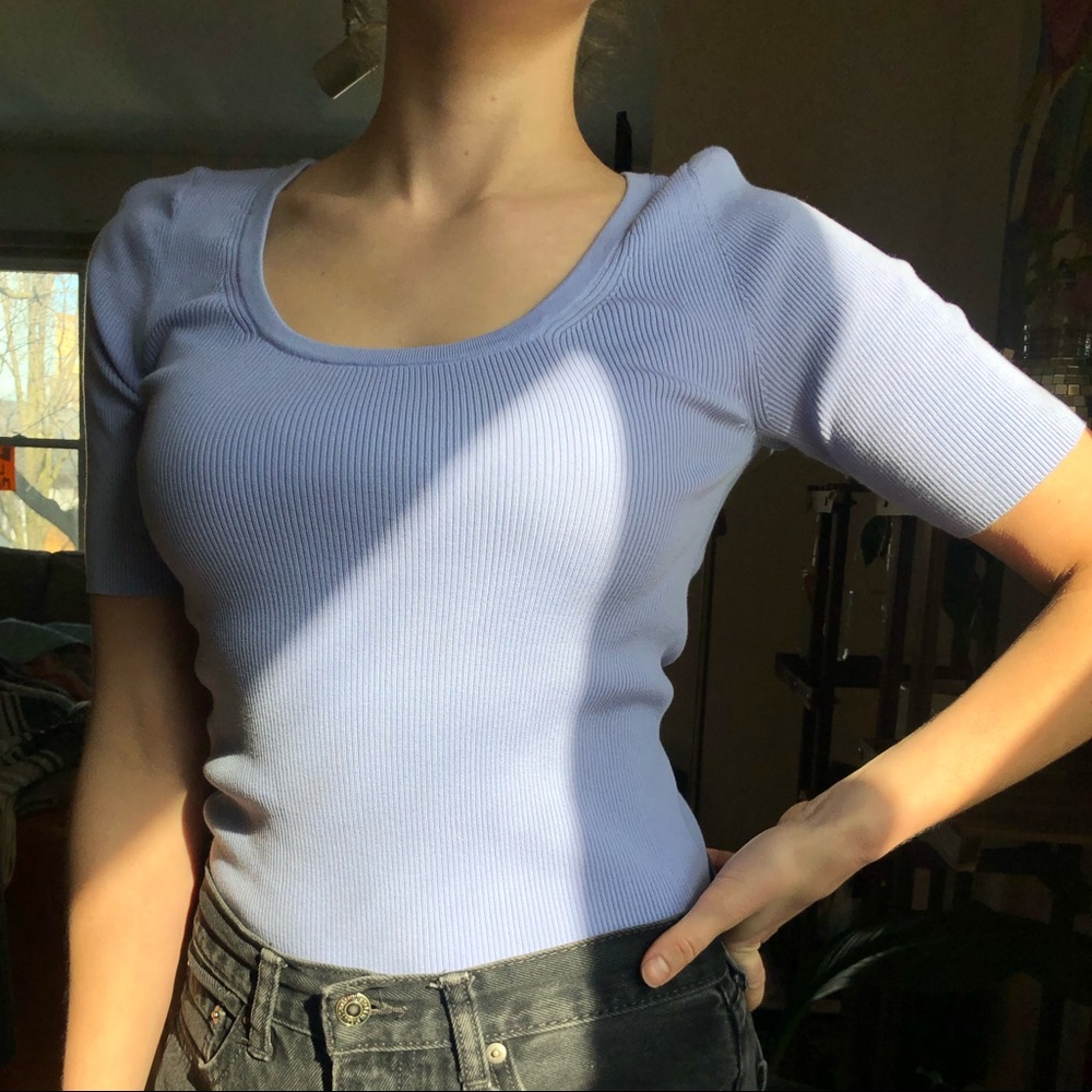 Blue Ribbed Top